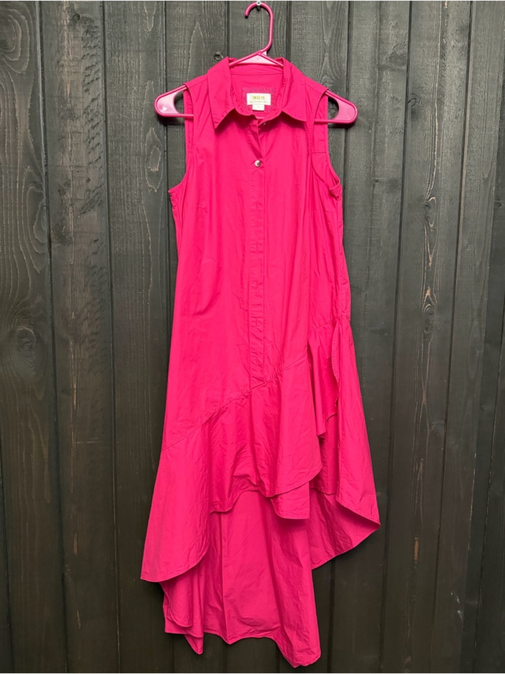 Maeve Anthropologie Tiered Asymmetrical Maxi Dress Pink Sleeveless Sz S Cotton